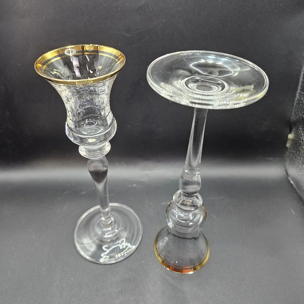 Vintage Gold Rim Cordial Glasses Set 2‎ Clear Stemware Liqueur Barware